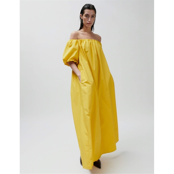 2NDDAY Gia Fine Crispy Poplin Kjole, Spicy Mustard